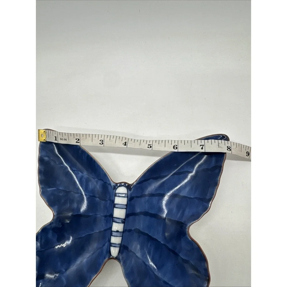 Vintage Fitz & Floyd FF Japan Blue Butterfly Porcelain Serving Trinket Dish 8
